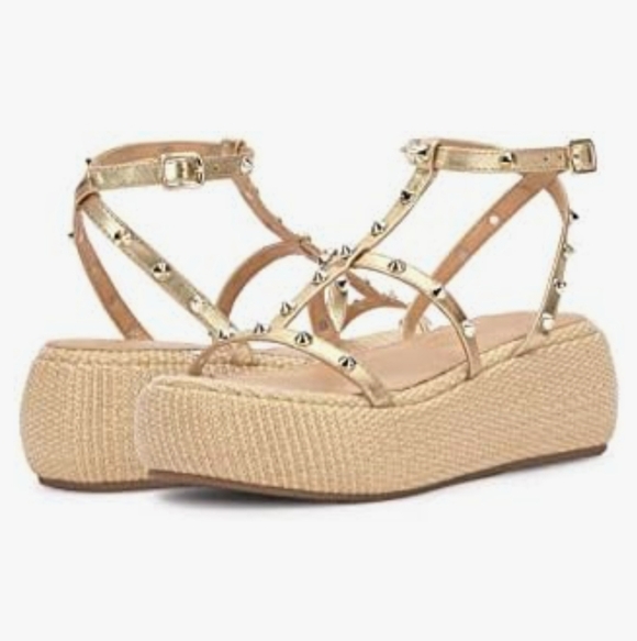 Jessica Simpson Gold Pascha Platform Sandals Size 11 - Picture 2 of 8